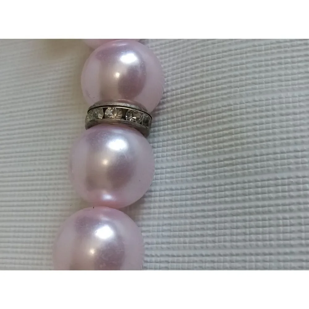 Soft Pink Round Beaded Adjustable Single Strand Matching Necklace & Earring Set